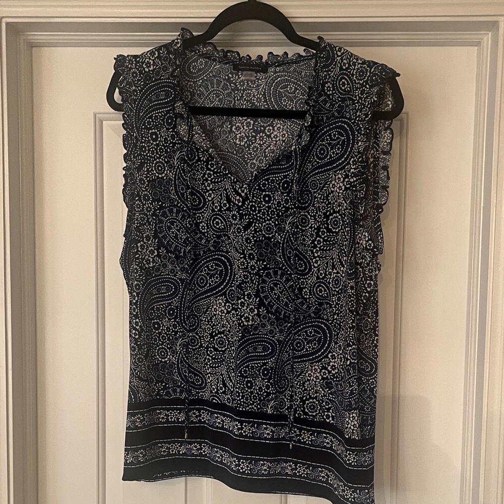 Tommy Hilfiger Navy and White Paisley Blouse
